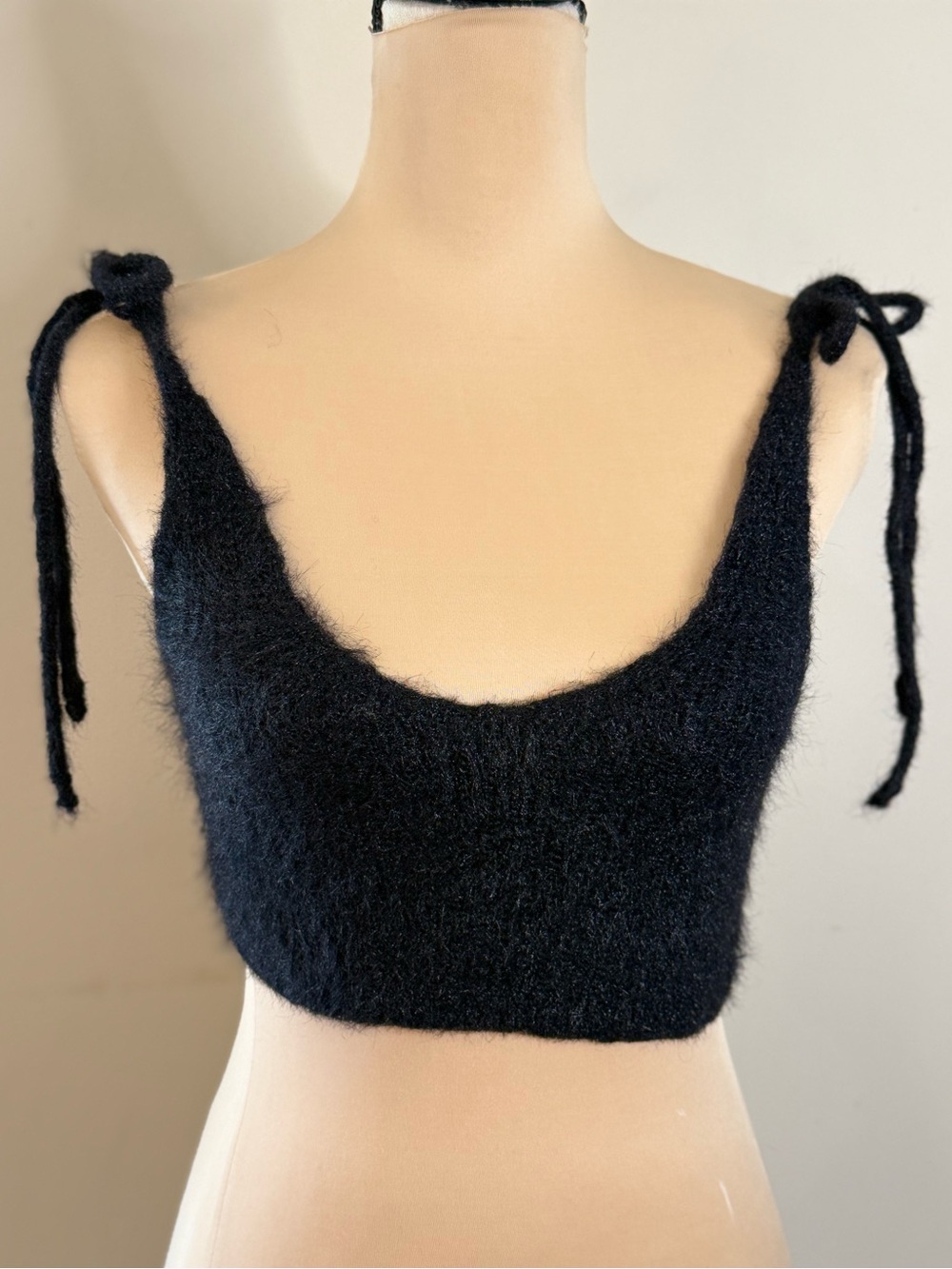 Zara cropped blackish gray sleeveless crop top coquette bows SM